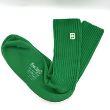 VTG FootJoy Green Ribbed Crew Socks USA Made White FJ Logo Turbo Hi-Bulk 15