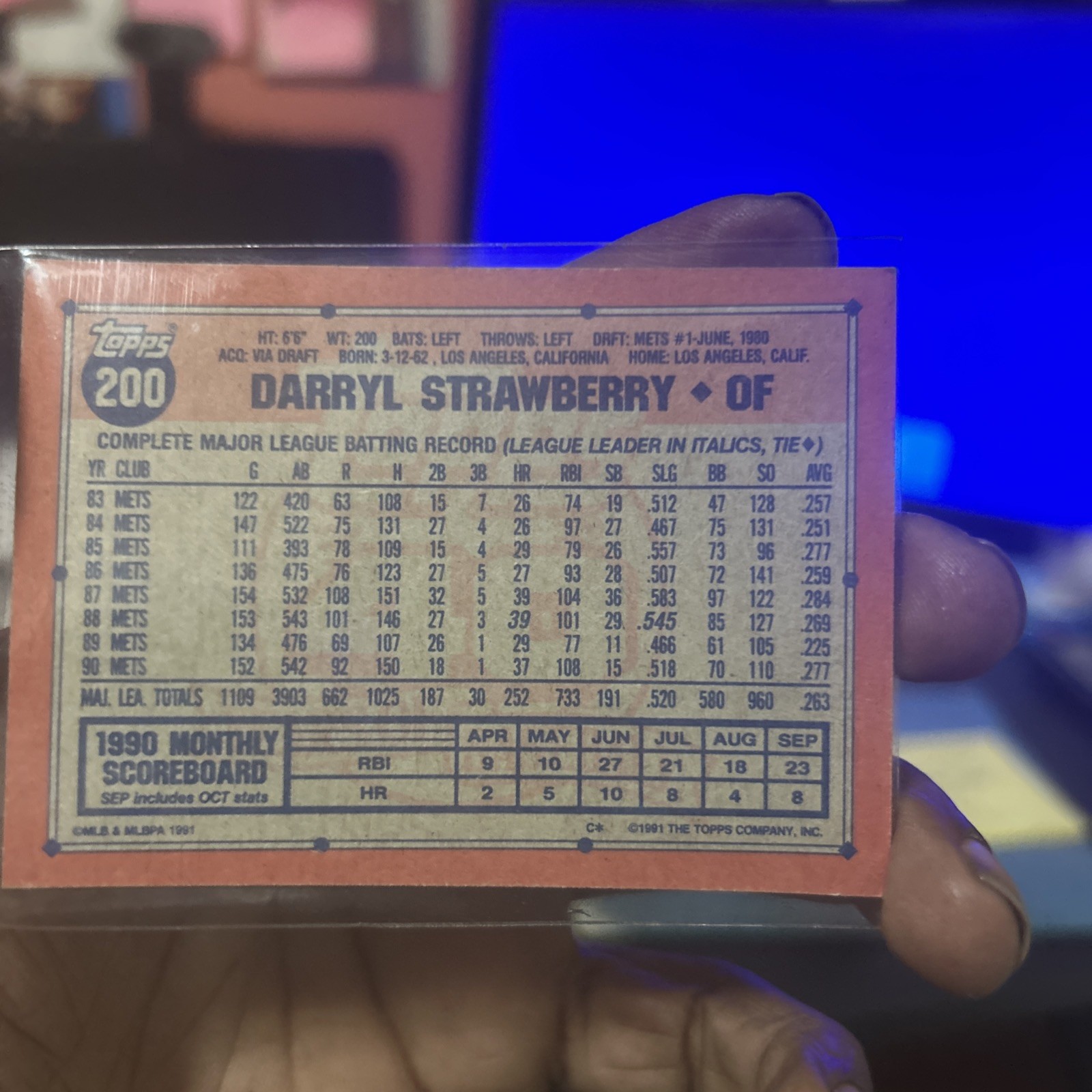 1991 Topps Darryl Strawberry Desert Shield #200 Mets
