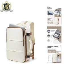 Fashionable 18L Travel Laptop Backpack for Men  Women - Stylish Beige Brown