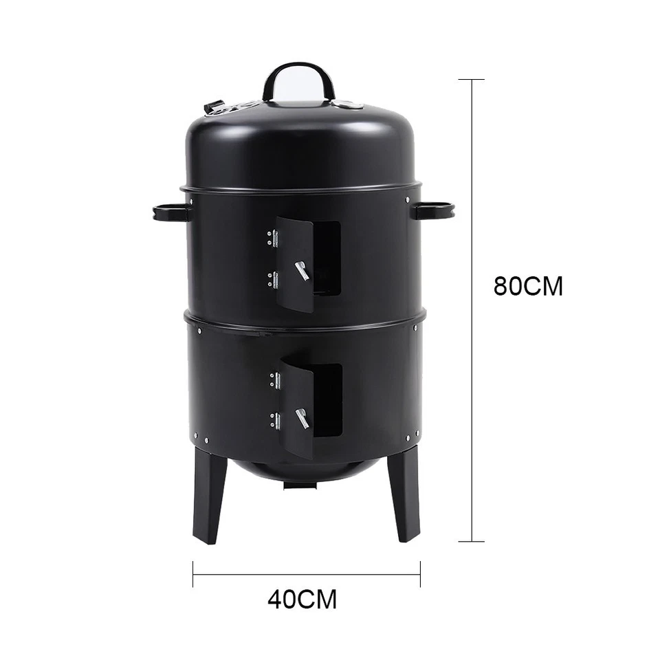 3 in 1 Charcoal Smoker BBQ Grill with Thermometer Patio Camping Barbecue Outdoor - Image 4 of 4