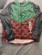Nike Shield Men's Green Black Red Windbreaker Jacket Hooded Full-Zip Poly XL