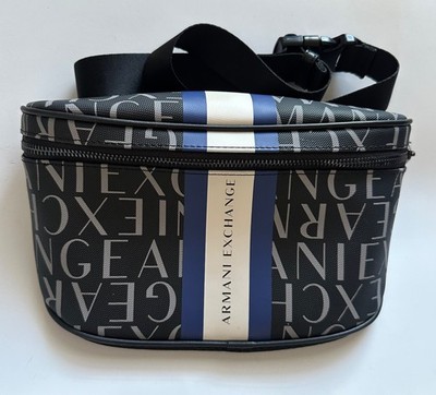 Armani Exchange A|X Logo Crossbody / Belt Bag Black Blue White   New Without Tag