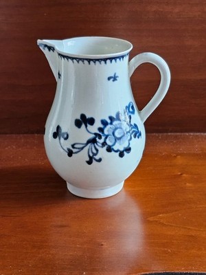 Antiker Liverpool blau-weißer Spatz Schnabel Krug Prunus Wurzel? 18. Jh.