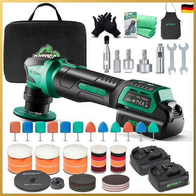Poliermaschine Akku Mini Bürstenlos Rotations Orbital 25mm-75mm 4 Aufsätze