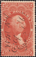 USA SCOTT R81c GEORGE WASHINGTON $2 CONVEYANCE REVENUE STAMP USED