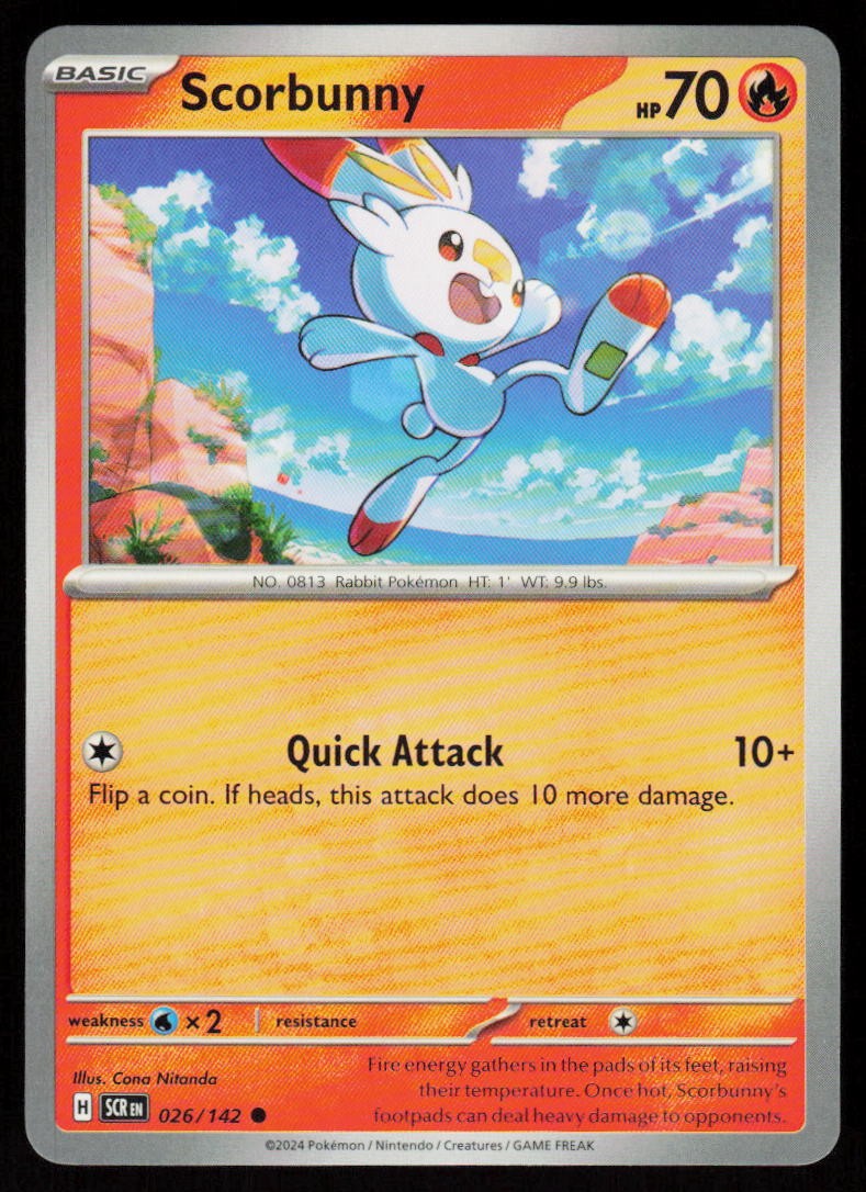 Scorbunny 26/142 Common Stellar Crown Pokemon Near Mint