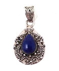 925 Blue Lapis Ornate Teardrop Sterling Silver Pendant & Square Post Earrings — photo 2