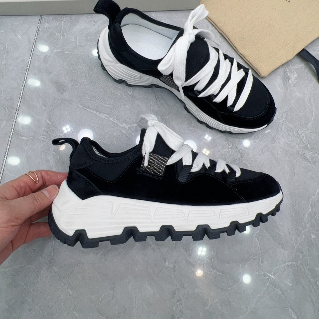 SAOLA ItalianBru nello Scamosciato Retro Suola Spessa con Perline Colore Abbinato Scarpe Sportive