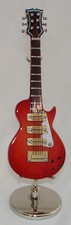 Electric Guitar handmade collectible miniature 4" with metal stand  black case