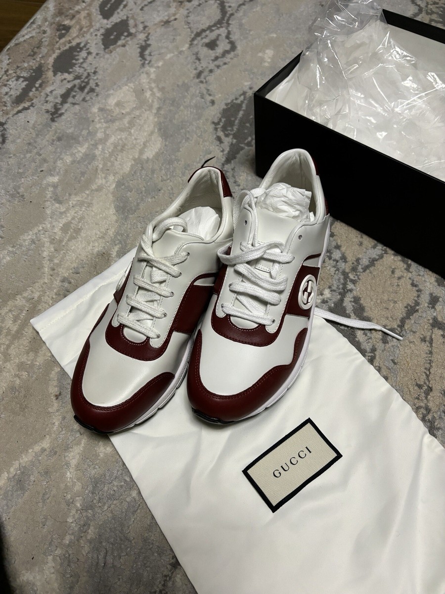 スニーカー GUCCI BURGUNDY GG FABRIC AND SUEDE RE-MOTION SNEAKERS Men's Gucci Re-Motion sneaker in red Original GG canvas