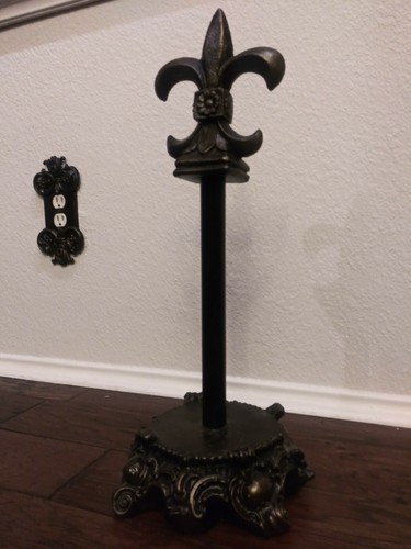 Paper Towel Holder, Kitchen Storage, Organization, Old World Fleur de Lis Tuscan - Picture 4 of 7