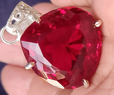 Certified 72.05 Ct Natural Red Red Ruby 925 Solid Silver Pendant Loose Gemstone
