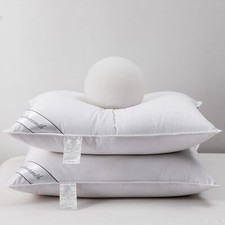 Pack of 2 White Goose Down Feather Pillows 233 Thread Count Soft Cotton 20x26