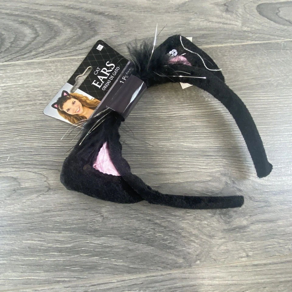 Orejas de Gato Rosa y Negro Disfraz Diadema Halloween Vestir Juegos con disfraces Amscan Foto 3 de 4