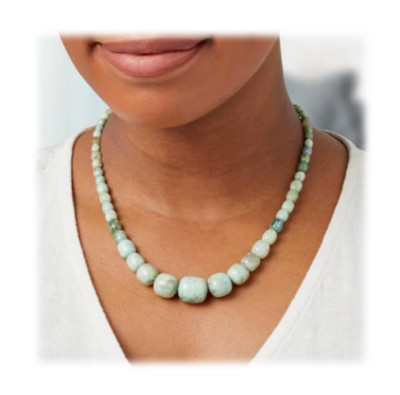 Jay King Bluegreen Diopside Graduated Bead Necklace With Sterling Silver Closure