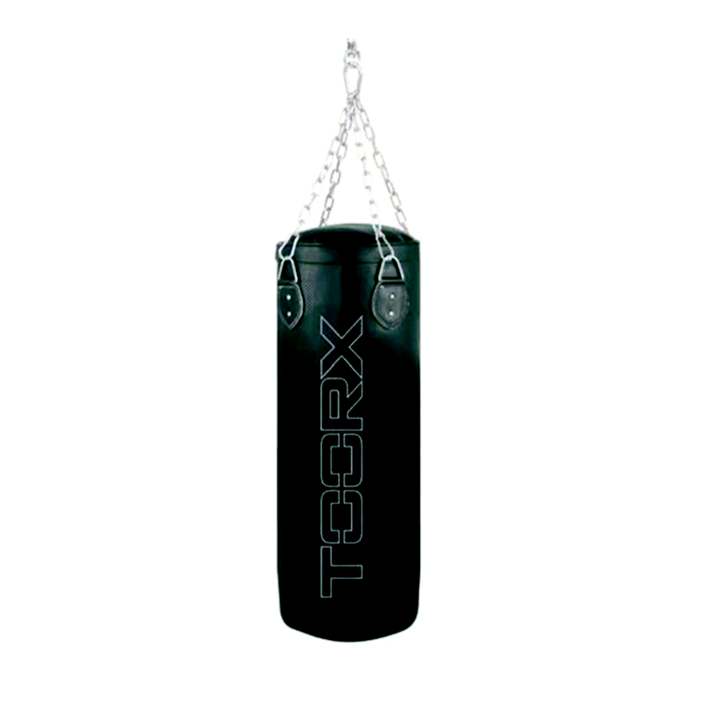 Sacco Boxe Evo in ecopelle peso 30 kg con 4 catene e gancio girevole Nero Toorx