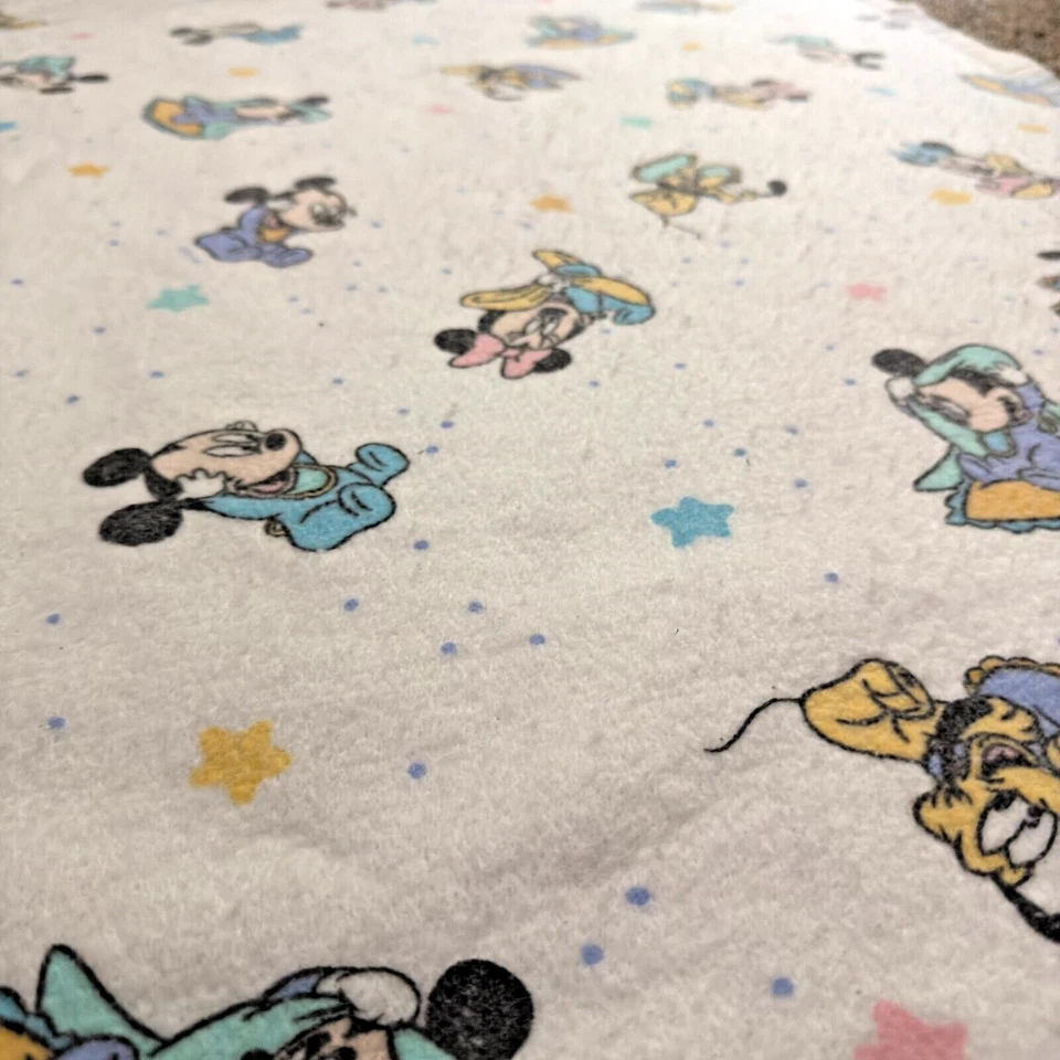 Manta de bebé de franela de algodón vintage Dundee Mickey Mouse Minnie Pluto Disney LEER Foto 4 de 4