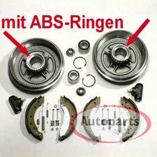 Bremstrommel Set Ø 203 mm + ABS Ringe + Radlager hinten für Renault Clio II