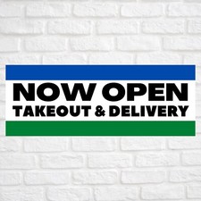 NOW OPEN TAKEOUT DELIVERY Advertising Vinyl Banner Flag Sign Many Sizes USA