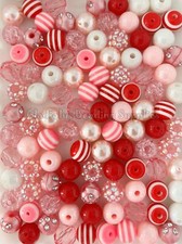 100 Pcs 12mm Valentine Mixed Acrylic Beads - Bubblegum Beads - Chunky Bead 1241