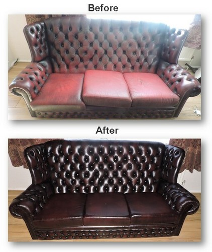 Oxblood Leather Chesterfield Repair & Colour Restoration Kit - View the Results! - Picture 3 of 3