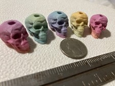 Skull Beads, Rainbow Gradient , 5 Pack, 3D Printed, Realistic Detail, Paracord