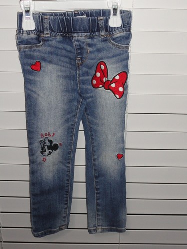 USED BABY GAP DISNEY MINNIE MOUSE DENIM JEANS ELASTIC WAISTBAND TODDLER 3 YEARS