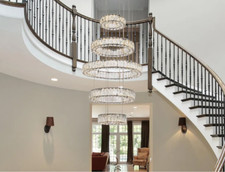 Crystal Chandelier Light Fixture Black Ring Entryway Foyer Dining Room Ceiling