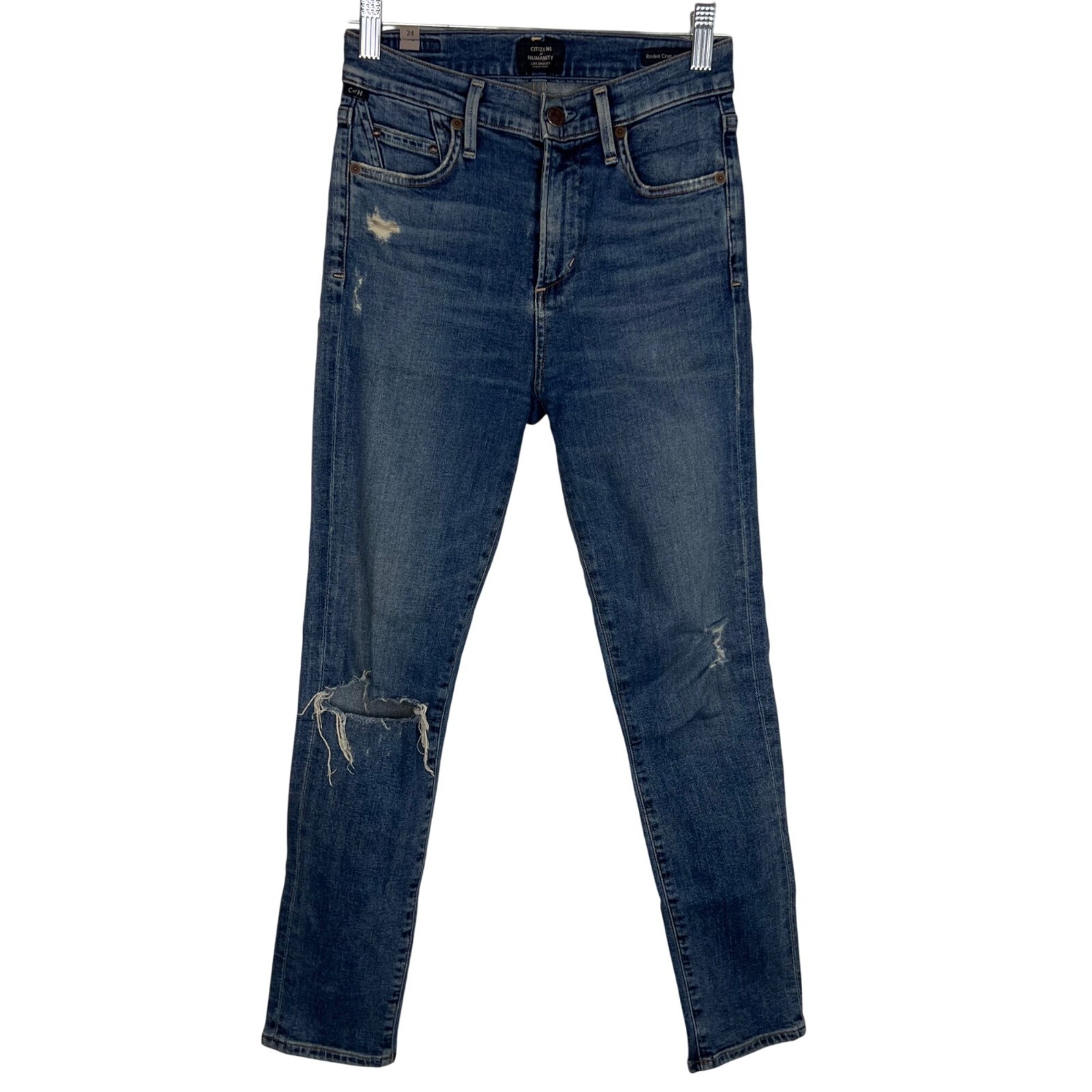 Citizens of Humanity Rocket Crop High Rise Skinny Jeans in Deja Vu for Women Size 24 | Classic Fit Denim