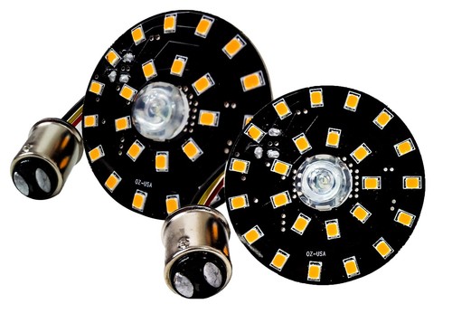 Black Out Dual White Amber LED Turn Signal Harley 1157 Bulb smoke lens plug play - Picture 10 of 12