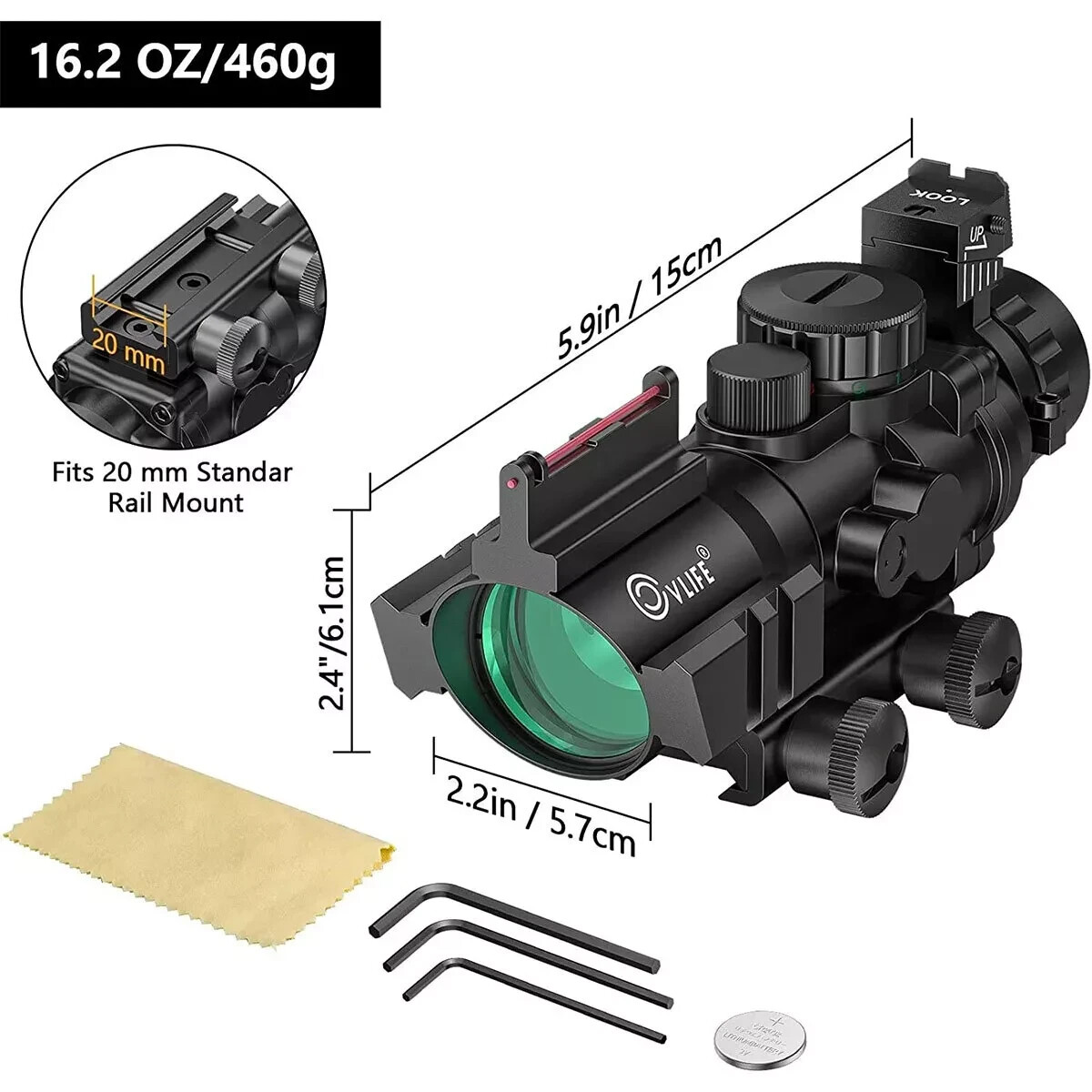 Rgb Rirle 4X32 Tactical Rifle Scope RGB Tri-illuminated Recticle Scope & Fiber ...