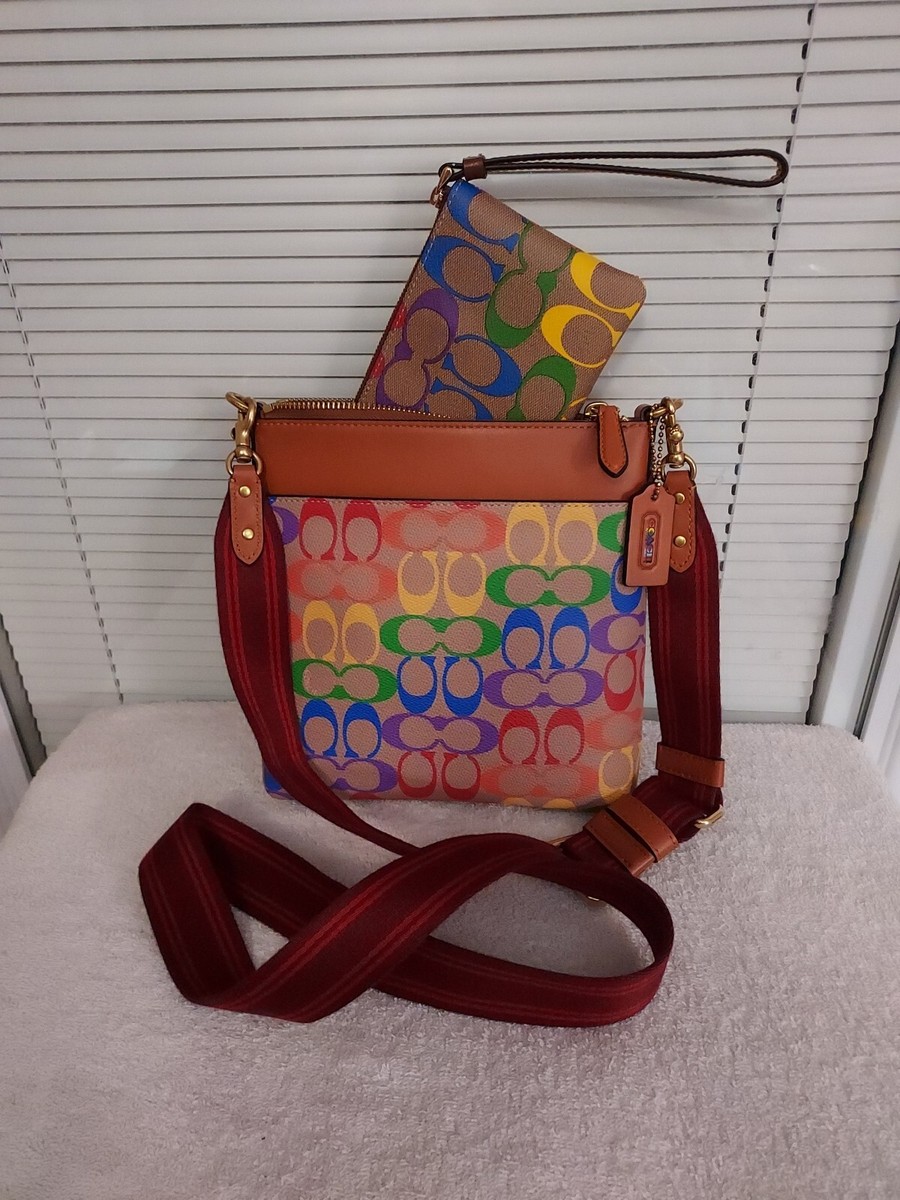 NWT COACH PRIDE RAINBOW🌈 KITT 👜 MESSENGER CA232 WRISTLET SET