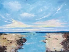 California River Abstract Painting Original Canvas Art Impasto 18 by 24 in