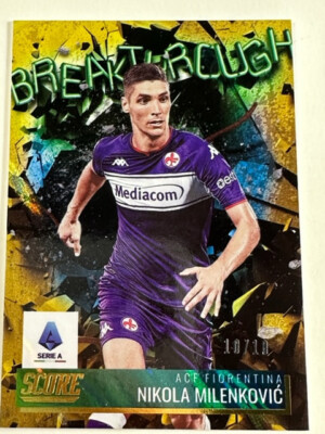 Panini SCORE Soccer Serie A 2021-22 ACF Fiorentina Gold Nikola Milenkovic 10/10