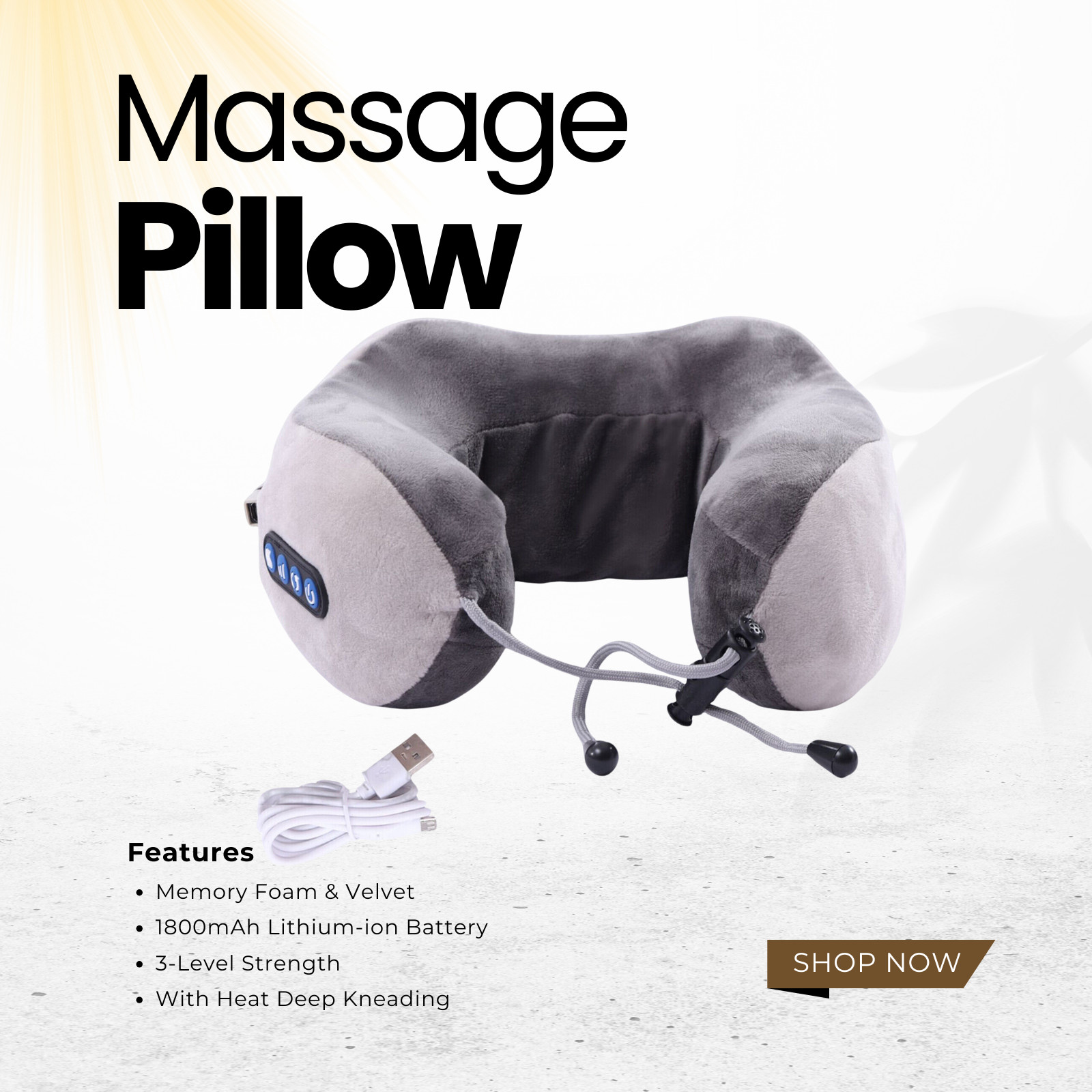 US Shiatsu Shoulder Neck and Back Massager Pillow with Heat Deep Kneading Pillow