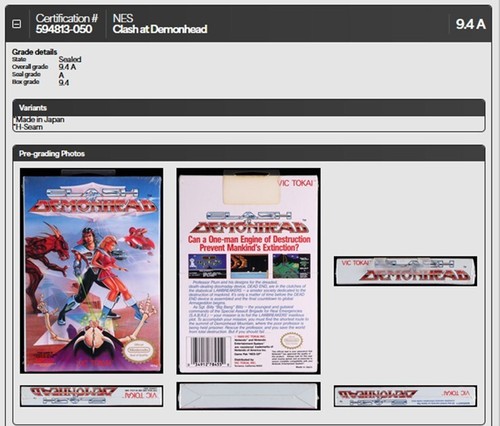 Clash at Demonhead New Nintendo NES Factory Sealed WATA Grade 9.4 A Mint Rare - Picture 3 of 3