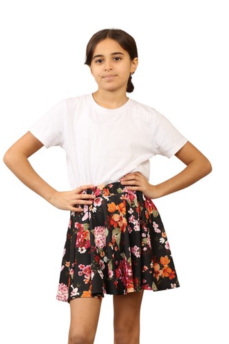 Girls Mini Flared Skater Skirt Elasticated Waist Stretchy Casual Everyday Wear - Picture 45 of 66
