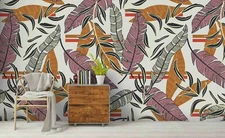 3D Leaves Pattern Wallpaper Wall Mural Removable Self-adhesive Sticker 1437