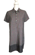J. Crew Shirt Dress Short Sleeve Collared Dark Wine Amber Print Womens Size 6