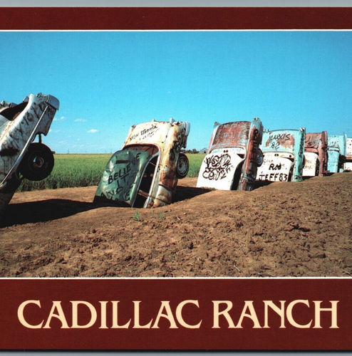 Cadillac Ranch Amarillo Texas TX VTG Postcard /pb101 ©Bob Petley photo ...