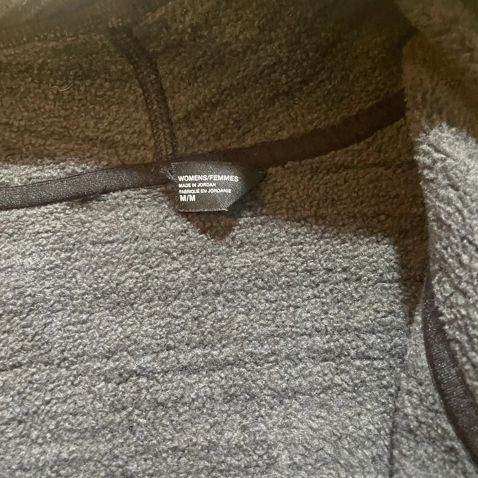 THE NORTH FACE 全拉链绒面革夹克外套女式中号条纹黑色灰色 — 第 3/4 张图片