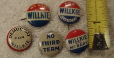 5 lot,1940 Wilkie and McNary presidential campaign pins  campaign pinback VTG
