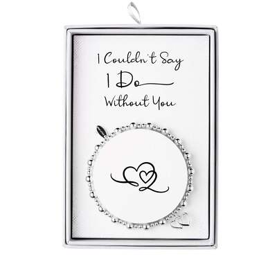 Versilbertes I Couldn't Say I Do Without You Herz Glieder Stretch Armband mit G