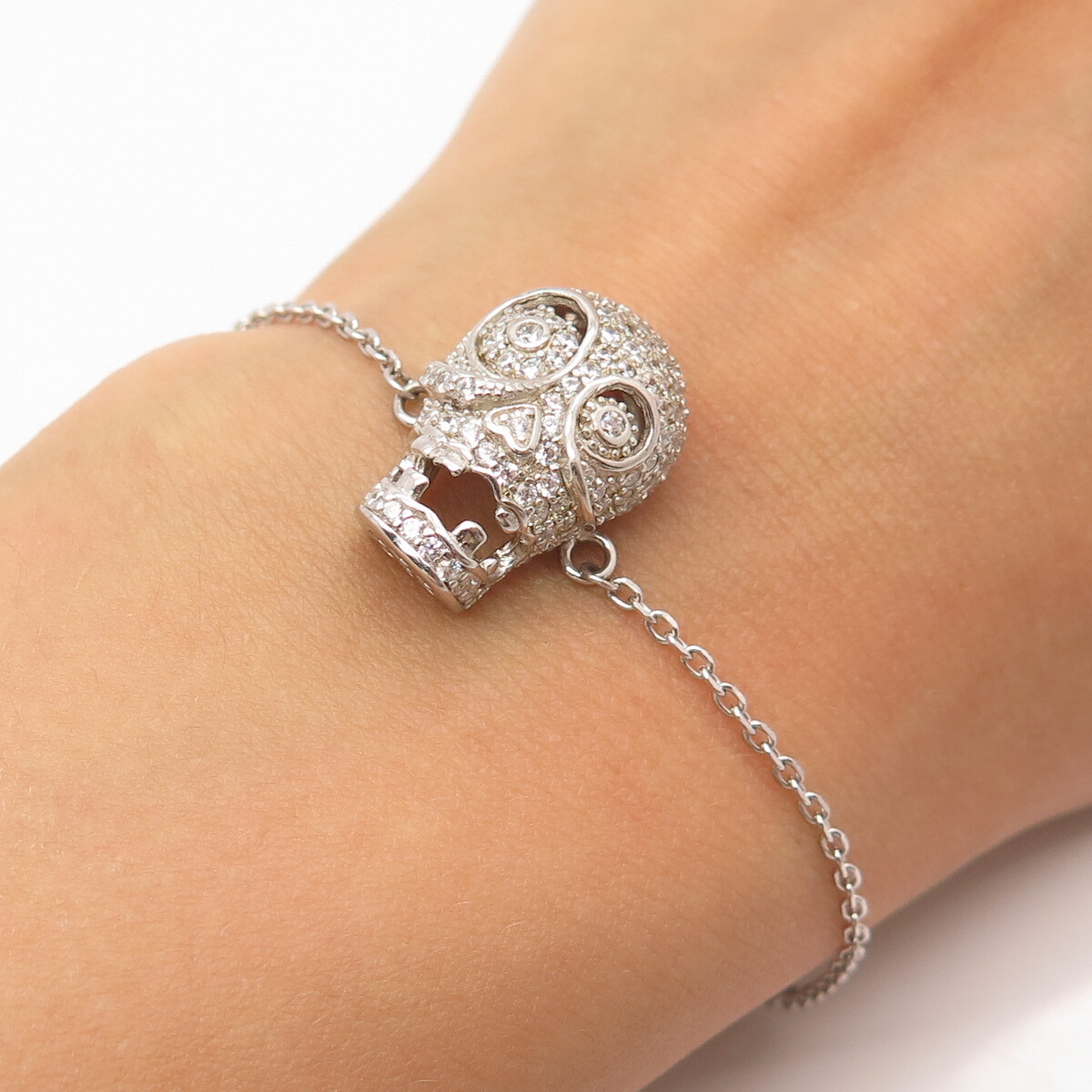 アクセサリー Skull Chain Bracelet - Silver 925 641883230792_0.jpg