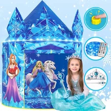 	W&O Frozen Princess Tent LED Lights Magic Sound for Girls Playhouse Tent	