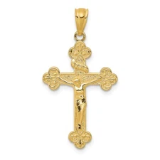 14k Yellow Gold Polished INRI Medium Crucifix Pendant Gift for Mother