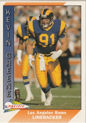 FREE SHIPPING-MINT-1991 Pacific Kevin Greene #253 -PLUS RAMS BONUS CARDS