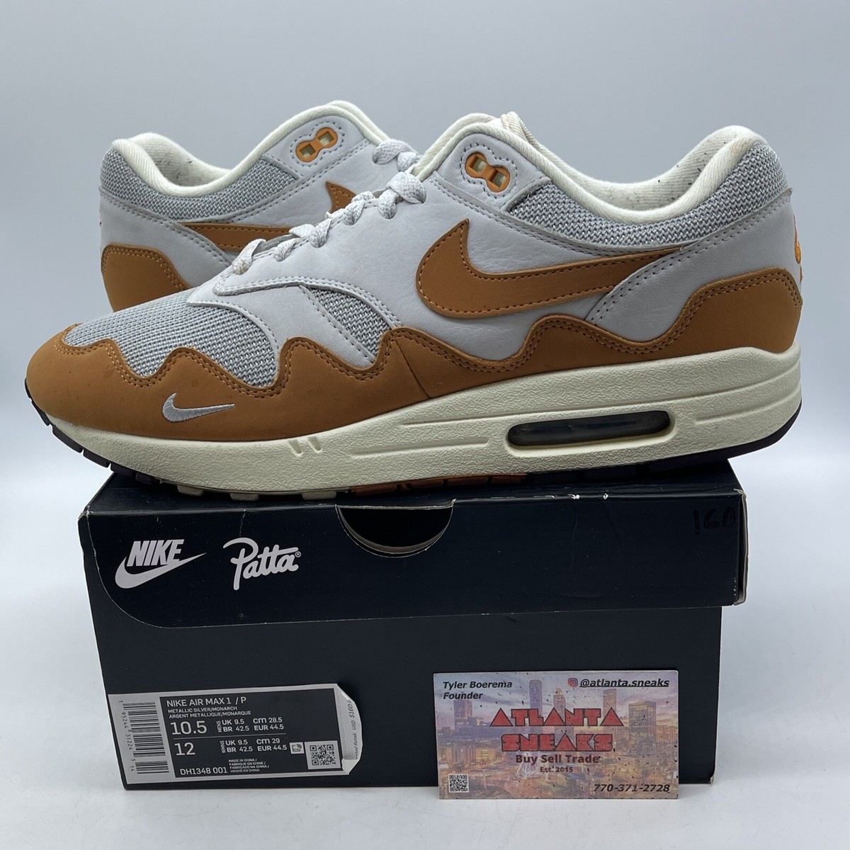 Size 10.5 - Nike Air Max 1 Patta Waves Monarch Brown Grey Suede  