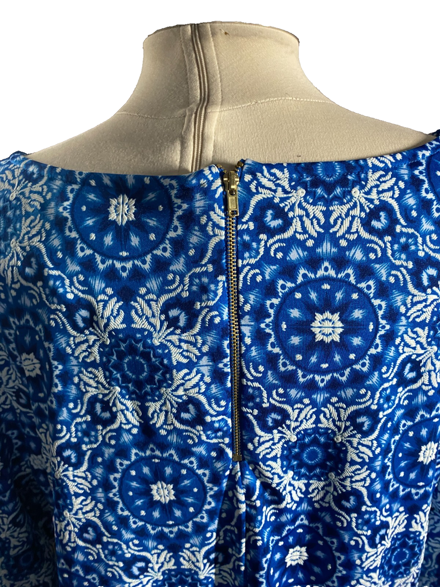 Always Indigo Dress NWT Womens 3X Blue White Shift Knee Length NEW BOHO |  eBay