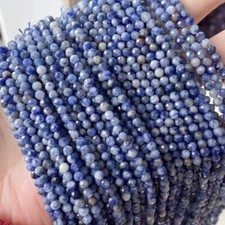 2/3/4/6mm Genuine Natural Round Micro Faceted Blue Sodalite Mini Stone Beads
